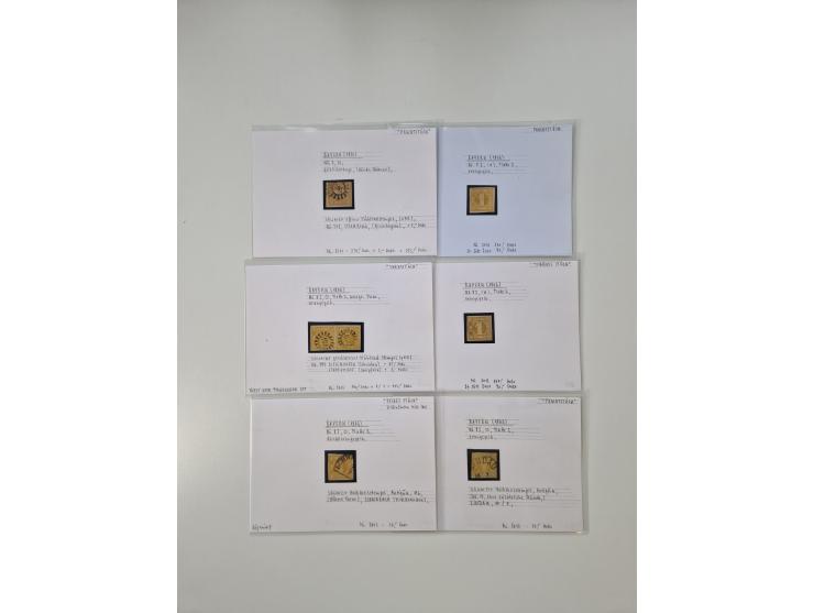 Baden bis Taxis, ungebrauchte und gestempelte Sammlungsbestand, jedes Stück mit ausführlicher Beschriftung auf Karten montier