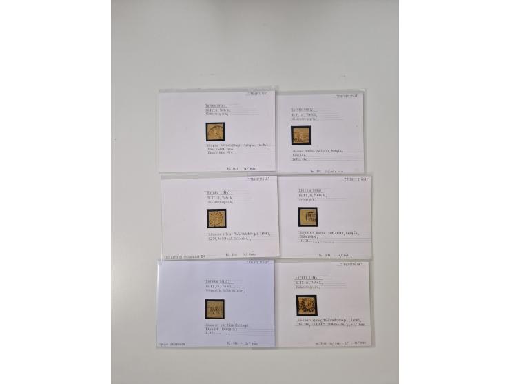 Baden bis Taxis, ungebrauchte und gestempelte Sammlungsbestand, jedes Stück mit ausführlicher Beschriftung auf Karten montier