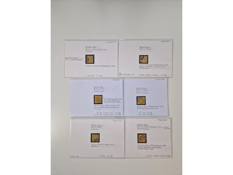 Baden bis Taxis, ungebrauchte und gestempelte Sammlungsbestand, jedes Stück mit ausführlicher Beschriftung auf Karten montier