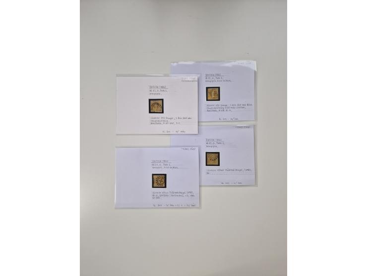 Baden bis Taxis, ungebrauchte und gestempelte Sammlungsbestand, jedes Stück mit ausführlicher Beschriftung auf Karten montier