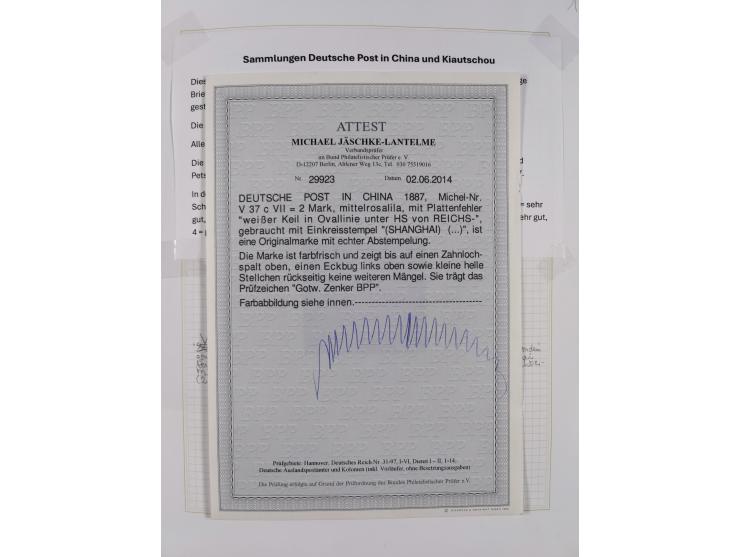 China und Kiautschou, schöne gestempelte Sammlung, jeweils mit Vorläufer-Teil, China mit u.a. Handstempel 5 Pfg. (2x), intere