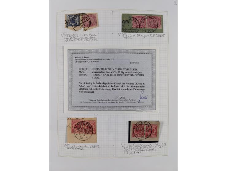 China und Kiautschou, schöne gestempelte Sammlung, jeweils mit Vorläufer-Teil, China mit u.a. Handstempel 5 Pfg. (2x), intere