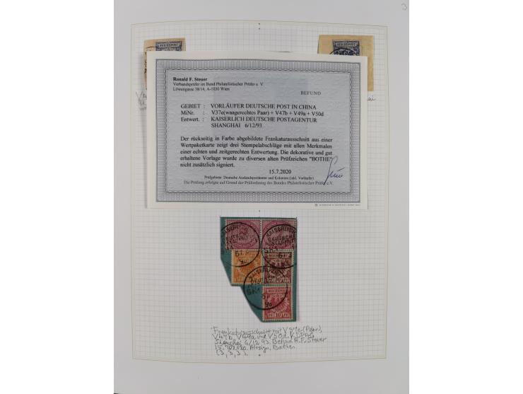 China und Kiautschou, schöne gestempelte Sammlung, jeweils mit Vorläufer-Teil, China mit u.a. Handstempel 5 Pfg. (2x), intere