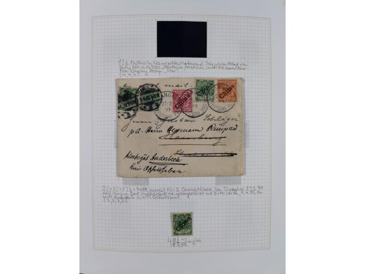 China und Kiautschou, schöne gestempelte Sammlung, jeweils mit Vorläufer-Teil, China mit u.a. Handstempel 5 Pfg. (2x), intere