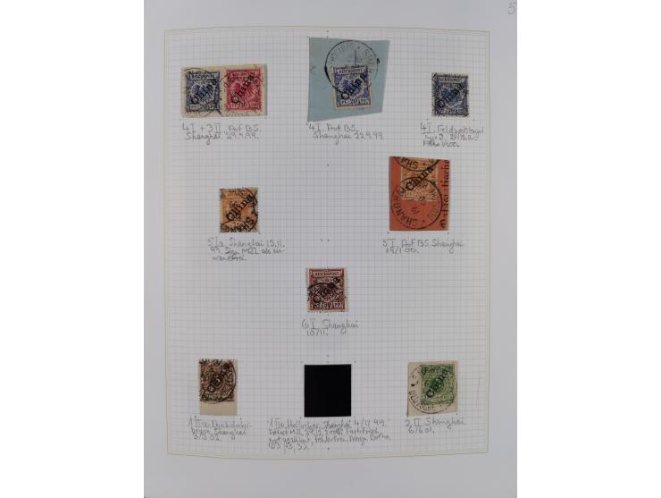 China und Kiautschou, schöne gestempelte Sammlung, jeweils mit Vorläufer-Teil, China mit u.a. Handstempel 5 Pfg. (2x), intere