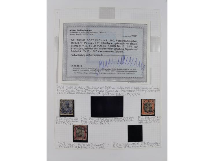 China und Kiautschou, schöne gestempelte Sammlung, jeweils mit Vorläufer-Teil, China mit u.a. Handstempel 5 Pfg. (2x), intere