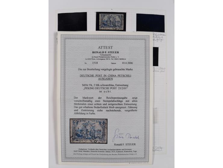 China und Kiautschou, schöne gestempelte Sammlung, jeweils mit Vorläufer-Teil, China mit u.a. Handstempel 5 Pfg. (2x), intere