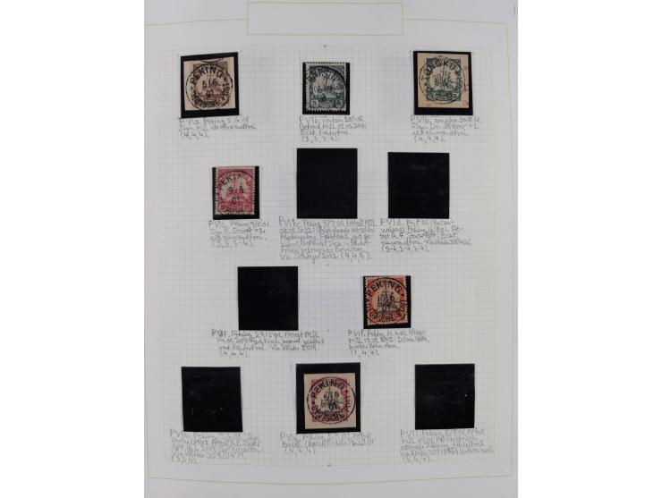 China und Kiautschou, schöne gestempelte Sammlung, jeweils mit Vorläufer-Teil, China mit u.a. Handstempel 5 Pfg. (2x), intere