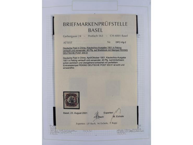 China und Kiautschou, schöne gestempelte Sammlung, jeweils mit Vorläufer-Teil, China mit u.a. Handstempel 5 Pfg. (2x), intere
