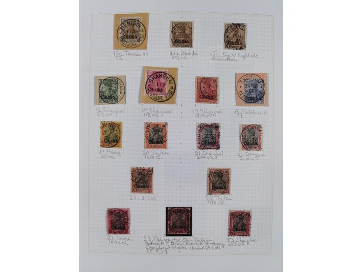 China und Kiautschou, schöne gestempelte Sammlung, jeweils mit Vorläufer-Teil, China mit u.a. Handstempel 5 Pfg. (2x), intere