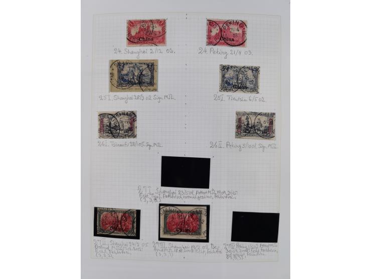 China und Kiautschou, schöne gestempelte Sammlung, jeweils mit Vorläufer-Teil, China mit u.a. Handstempel 5 Pfg. (2x), intere
