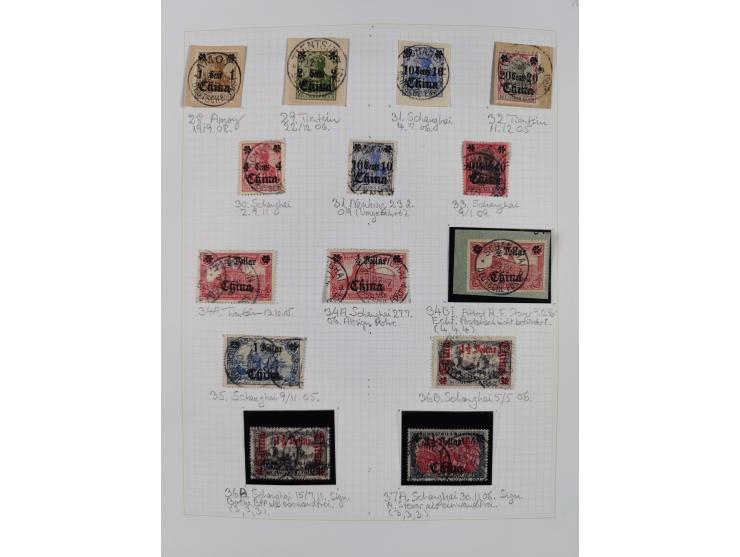 China und Kiautschou, schöne gestempelte Sammlung, jeweils mit Vorläufer-Teil, China mit u.a. Handstempel 5 Pfg. (2x), intere