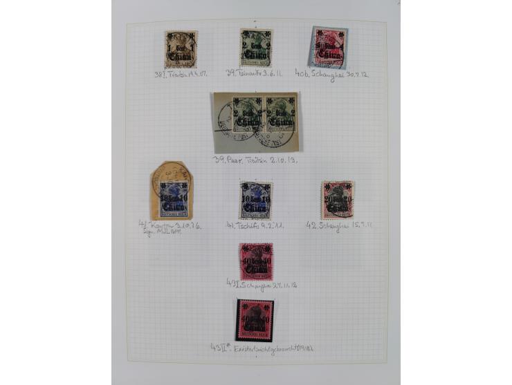 China und Kiautschou, schöne gestempelte Sammlung, jeweils mit Vorläufer-Teil, China mit u.a. Handstempel 5 Pfg. (2x), intere