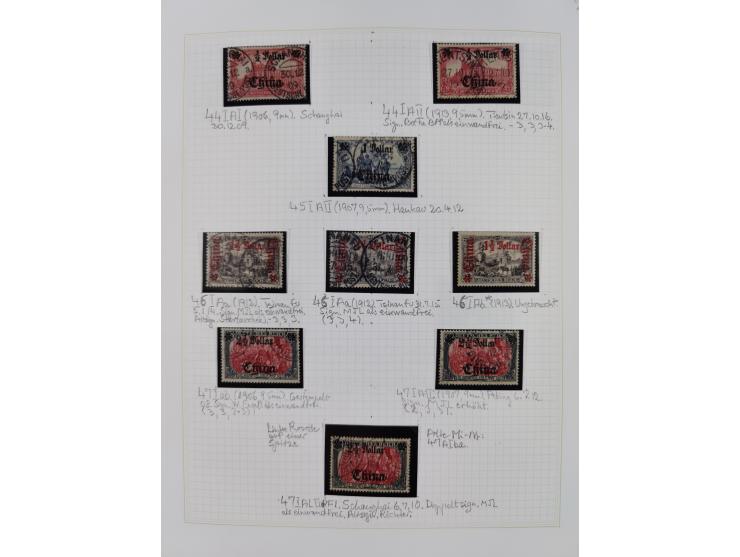 China und Kiautschou, schöne gestempelte Sammlung, jeweils mit Vorläufer-Teil, China mit u.a. Handstempel 5 Pfg. (2x), intere