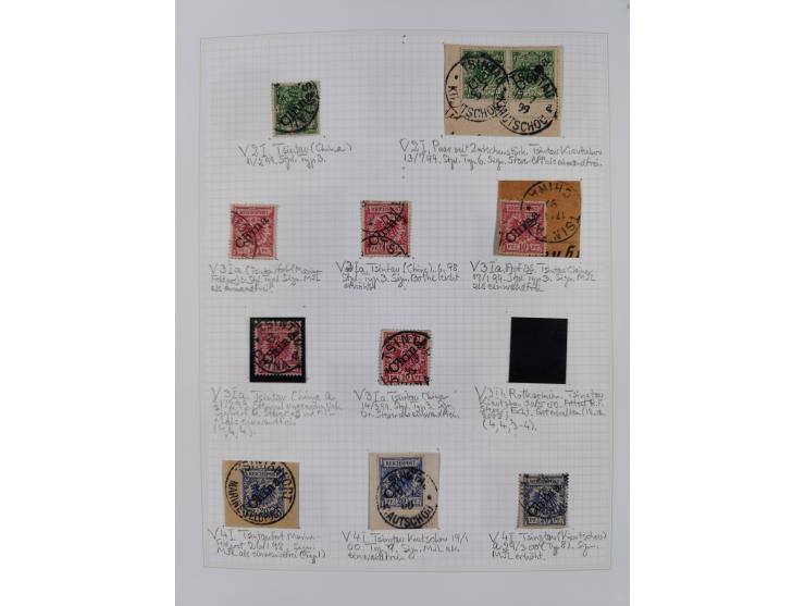 China und Kiautschou, schöne gestempelte Sammlung, jeweils mit Vorläufer-Teil, China mit u.a. Handstempel 5 Pfg. (2x), intere