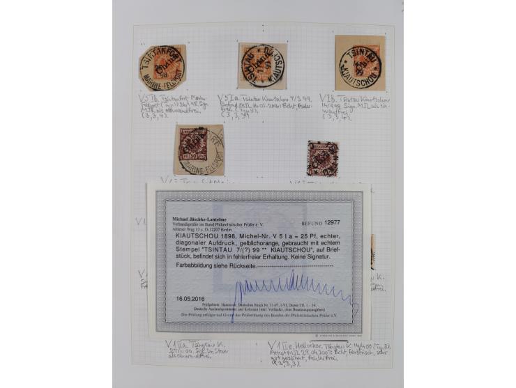 China und Kiautschou, schöne gestempelte Sammlung, jeweils mit Vorläufer-Teil, China mit u.a. Handstempel 5 Pfg. (2x), intere