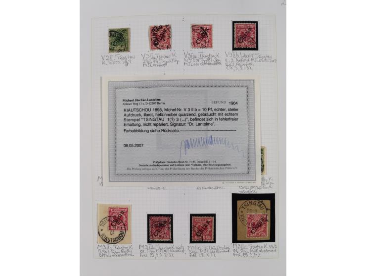 China und Kiautschou, schöne gestempelte Sammlung, jeweils mit Vorläufer-Teil, China mit u.a. Handstempel 5 Pfg. (2x), intere