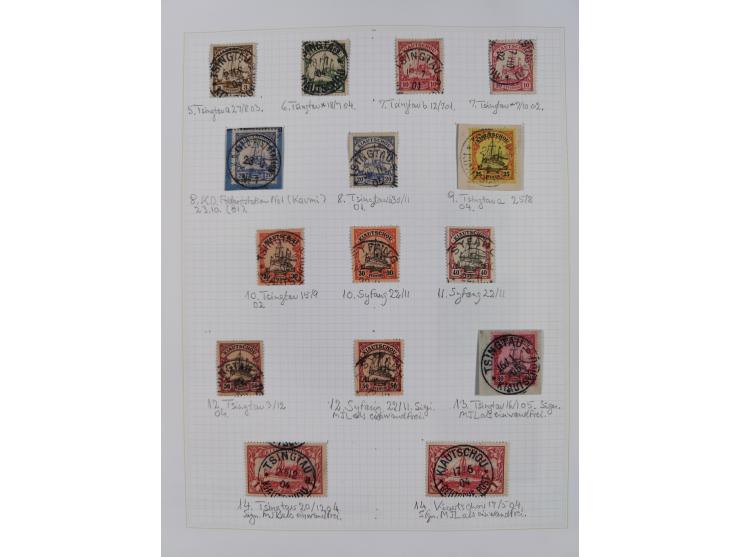 China und Kiautschou, schöne gestempelte Sammlung, jeweils mit Vorläufer-Teil, China mit u.a. Handstempel 5 Pfg. (2x), intere