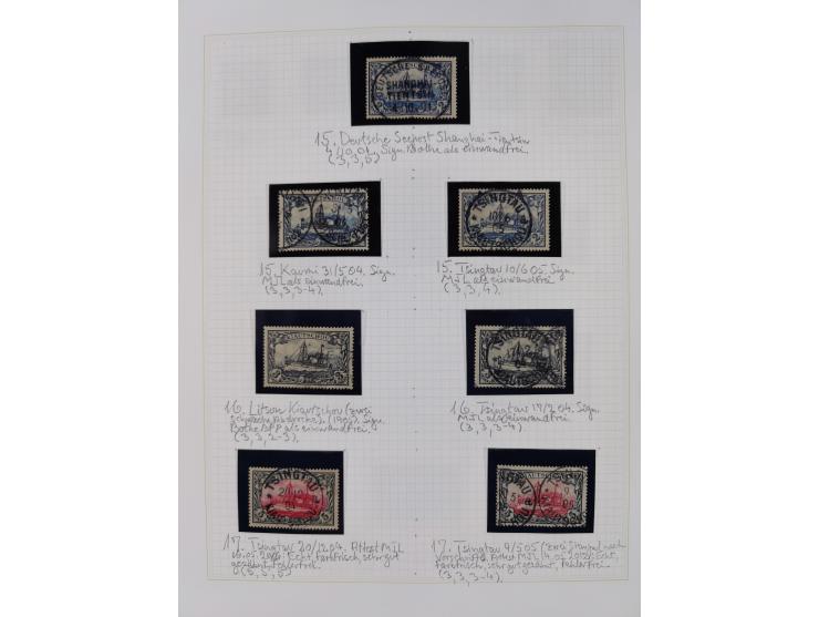 China und Kiautschou, schöne gestempelte Sammlung, jeweils mit Vorläufer-Teil, China mit u.a. Handstempel 5 Pfg. (2x), intere