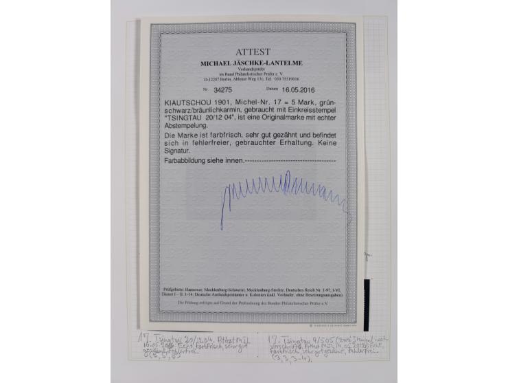 China und Kiautschou, schöne gestempelte Sammlung, jeweils mit Vorläufer-Teil, China mit u.a. Handstempel 5 Pfg. (2x), intere
