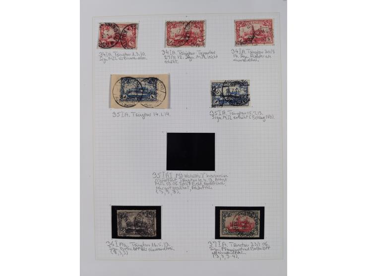 China und Kiautschou, schöne gestempelte Sammlung, jeweils mit Vorläufer-Teil, China mit u.a. Handstempel 5 Pfg. (2x), intere