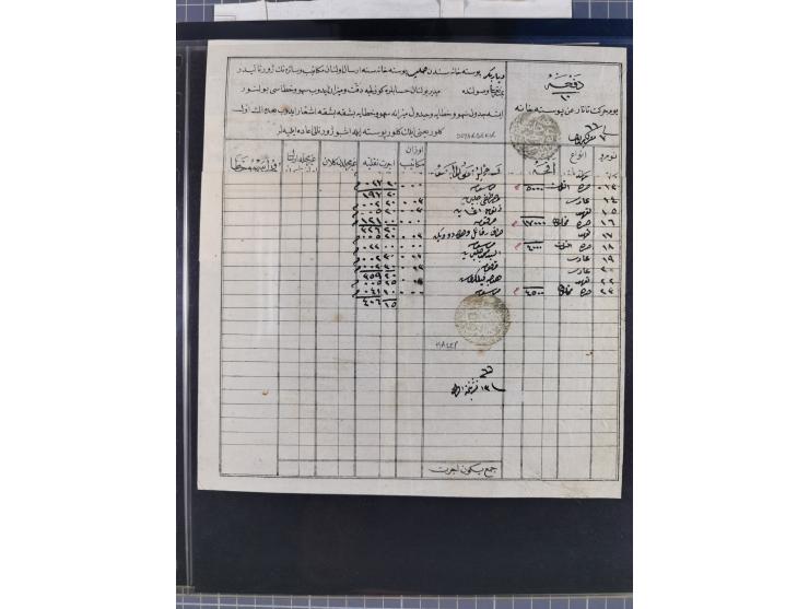 1840/60, „AN CANIB-I POSTA-I SHAM“ &amp; „AN CANIB-I POSTA-I HALEB“, clear arabic negative seals on nine Tatar Post‘&nbsp;pri
