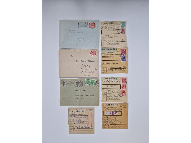 1949/70 (ca.), geschätzt über 500 Briefe und Karten, dabei R-Briefe, Einzel- und Mehrfachfrankaturen mit besseren, Paketkarte