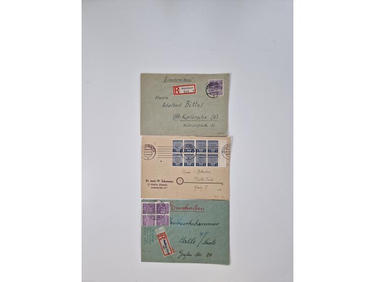 1945/48, geschätzt 500 Briefe, Karten und Ganzsachen mit vielen R-Briefen, Sammlerpost mit Satz- und Buntfrankaturen, Einzel-