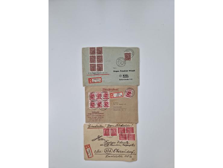 1945/48, geschätzt 500 Briefe, Karten und Ganzsachen mit vielen R-Briefen, Sammlerpost mit Satz- und Buntfrankaturen, Einzel-