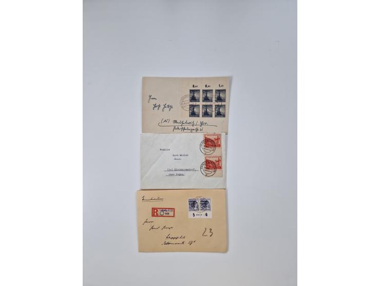 1945/48, geschätzt 500 Briefe, Karten und Ganzsachen mit vielen R-Briefen, Sammlerpost mit Satz- und Buntfrankaturen, Einzel-