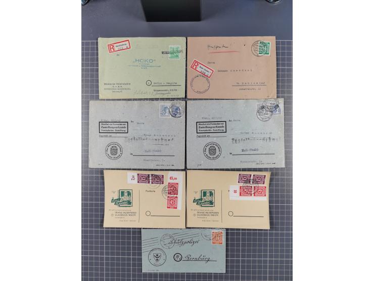 1945/48, geschätzt 200-300 Briefe mit Sammlerpost, vielen R-Briefen, mehrere Briefe mit POL-Lochungen aus Halle inkl. Briefe 