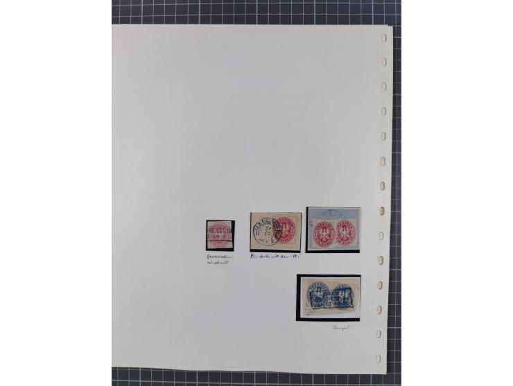 1850/67, gestempelte kleine Sammlung, dabei Mi. 2 auf Brief von "187"/Brilon sowie 6a im 3er-Streifen auf Brief