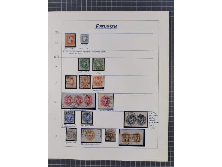 1850/67, gestempelte kleine Sammlung, dabei Mi. 2 auf Brief von "187"/Brilon sowie 6a im 3er-Streifen auf Brief