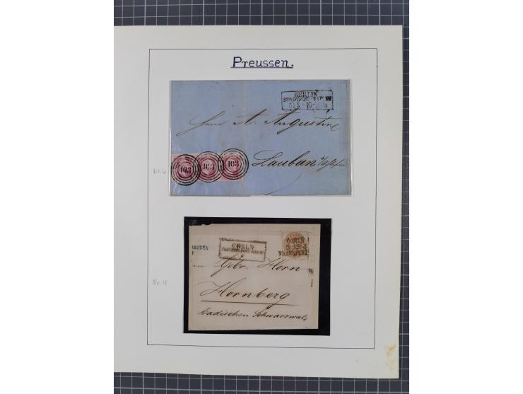 1850/67, gestempelte kleine Sammlung, dabei Mi. 2 auf Brief von "187"/Brilon sowie 6a im 3er-Streifen auf Brief