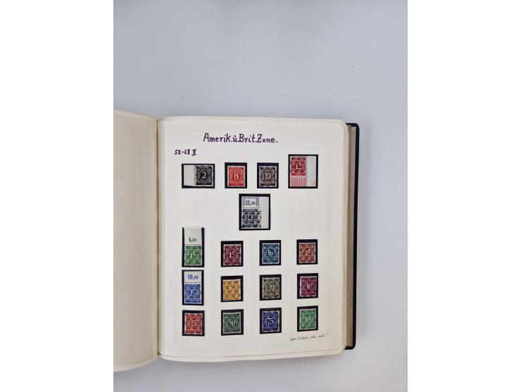 1945/80 (ca.), postfrischer, ungebrauchter und gestempelter Sammlungsbestand in 9 Alben, dabei Bizone mit Mi. 52-68 I+II und 