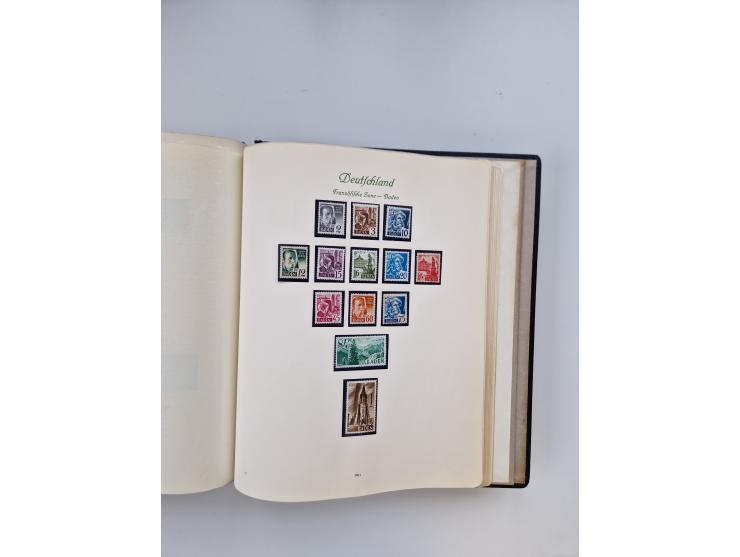1945/80 (ca.), postfrischer, ungebrauchter und gestempelter Sammlungsbestand in 9 Alben, dabei Bizone mit Mi. 52-68 I+II und 