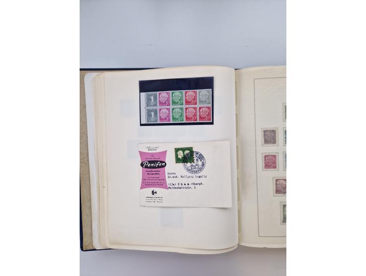 1945/80 (ca.), postfrischer, ungebrauchter und gestempelter Sammlungsbestand in 9 Alben, dabei Bizone mit Mi. 52-68 I+II und 