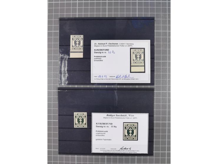 1921/23, meist postfrische Partie mit 23 Stücken mit geklebter Papierbahn, dabei Mi.-Nr. 73Pa, 74Pa (2), 76-77Pa, 78Pa (4), 7