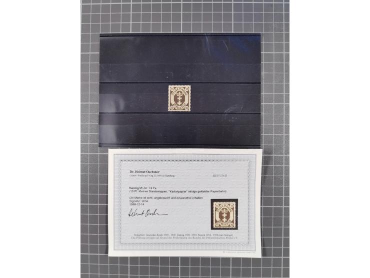 1921/23, meist postfrische Partie mit 23 Stücken mit geklebter Papierbahn, dabei Mi.-Nr. 73Pa, 74Pa (2), 76-77Pa, 78Pa (4), 7