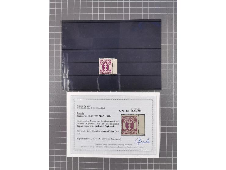 1921/23, meist postfrische Partie mit 23 Stücken mit geklebter Papierbahn, dabei Mi.-Nr. 73Pa, 74Pa (2), 76-77Pa, 78Pa (4), 7