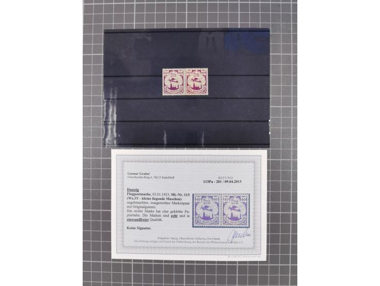 1921/23, meist postfrische Partie mit 23 Stücken mit geklebter Papierbahn, dabei Mi.-Nr. 73Pa, 74Pa (2), 76-77Pa, 78Pa (4), 7