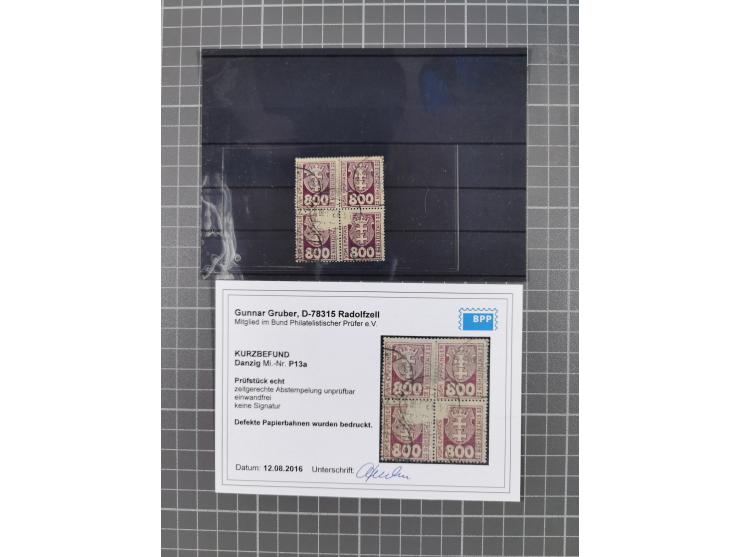 1921/23, meist postfrische Partie mit 23 Stücken mit geklebter Papierbahn, dabei Mi.-Nr. 73Pa, 74Pa (2), 76-77Pa, 78Pa (4), 7