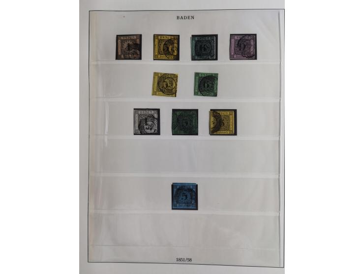 Baden bis Württemberg, meist gestempelte Sammlung, dabei einige komplette Ausgaben und bessere Werte, Baden Mi.-Nr. 1, etc., 
