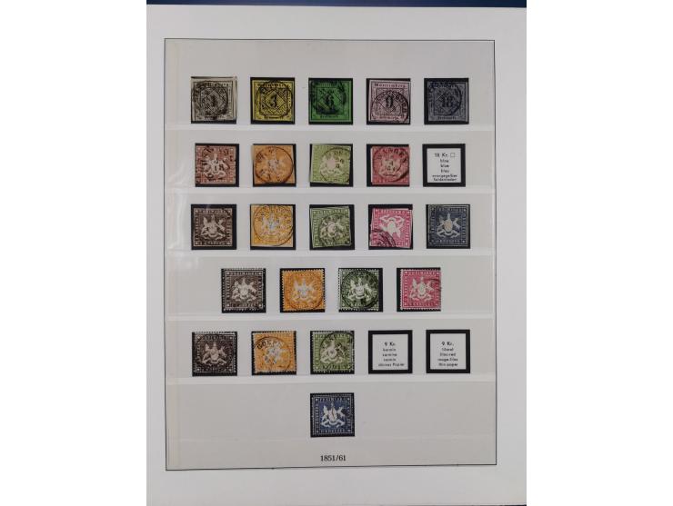 Baden bis Württemberg, meist gestempelte Sammlung, dabei einige komplette Ausgaben und bessere Werte, Baden Mi.-Nr. 1, etc., 