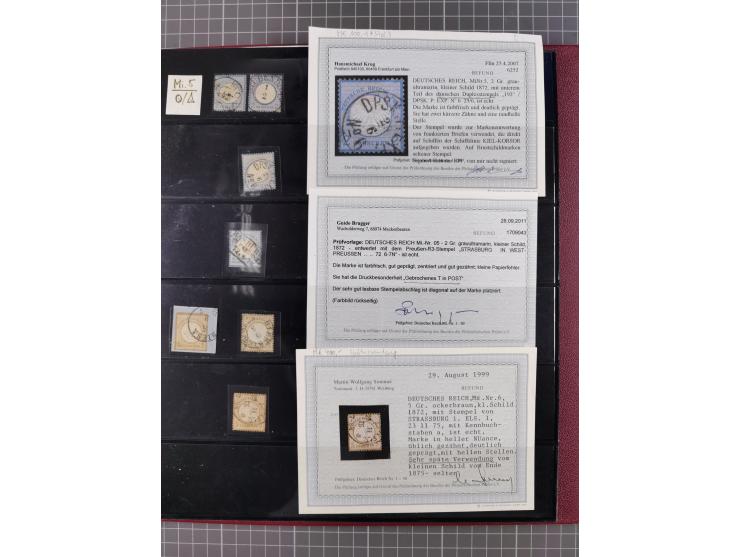 1872/75, gestempelte Sammlung mit ca. 150 Marken/Briefstücken, dabei seltene Stempel, Zufallsentwertungen, raue Zähnung, Plat