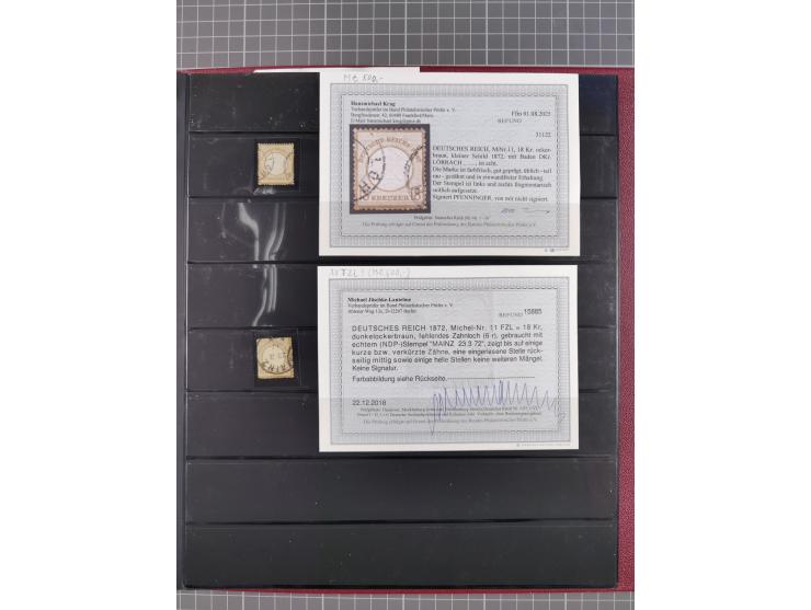 1872/75, gestempelte Sammlung mit ca. 150 Marken/Briefstücken, dabei seltene Stempel, Zufallsentwertungen, raue Zähnung, Plat