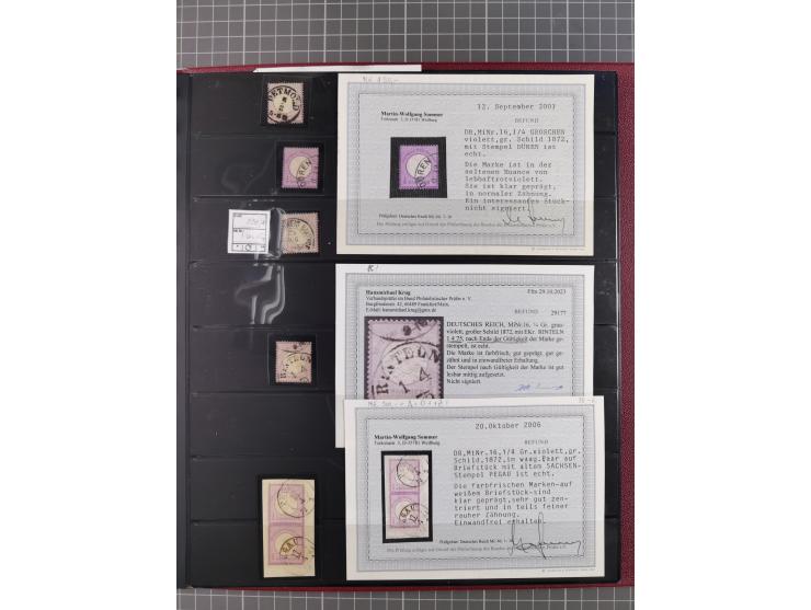 1872/75, gestempelte Sammlung mit ca. 150 Marken/Briefstücken, dabei seltene Stempel, Zufallsentwertungen, raue Zähnung, Plat