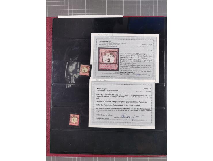 1872/75, gestempelte Sammlung mit ca. 150 Marken/Briefstücken, dabei seltene Stempel, Zufallsentwertungen, raue Zähnung, Plat