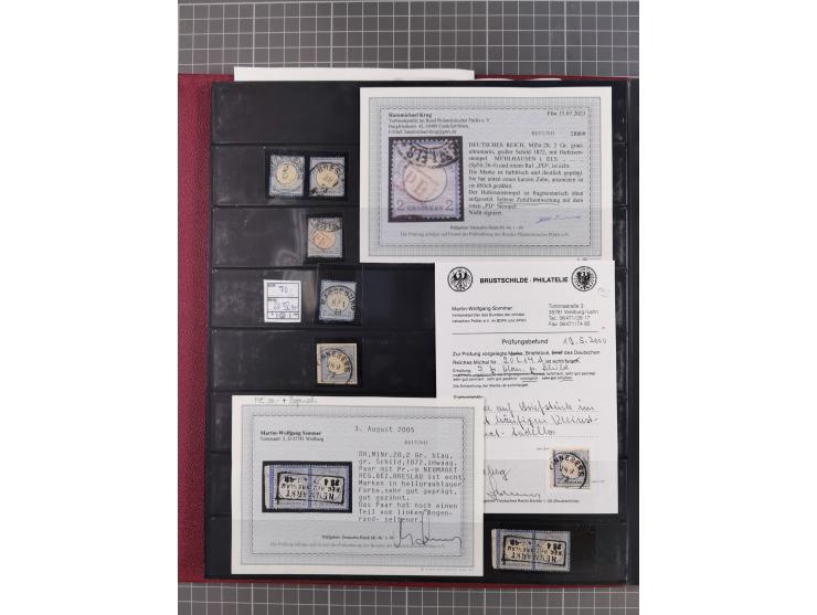 1872/75, gestempelte Sammlung mit ca. 150 Marken/Briefstücken, dabei seltene Stempel, Zufallsentwertungen, raue Zähnung, Plat