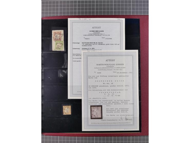 1872/75, gestempelte Sammlung mit ca. 150 Marken/Briefstücken, dabei seltene Stempel, Zufallsentwertungen, raue Zähnung, Plat
